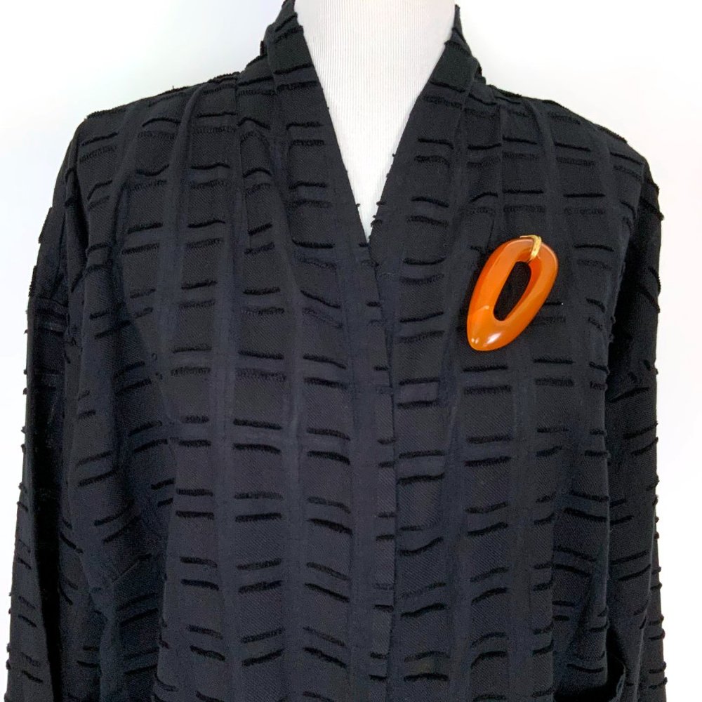 New Eileen Fisher Textured Organic Cotton Soffo Black Jacket Sz 1X - Picture 10 of 16